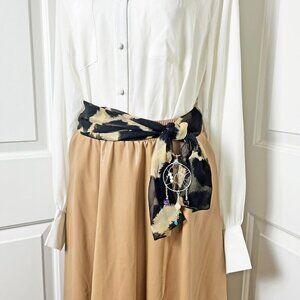 Boho Sheer Animal Print Scarf w/ Convertible Gemstone Dreamcatcher Necklace Set